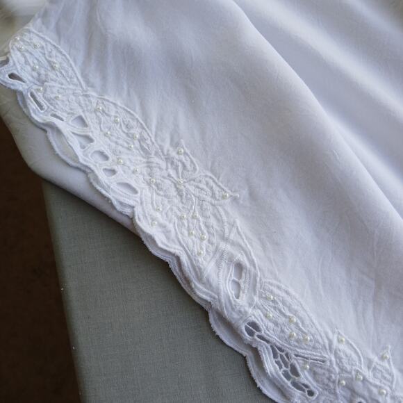 Marcia & Me white lacy camisole blouse XL tank top beaded embroidered cutout - Picture 6 of 13